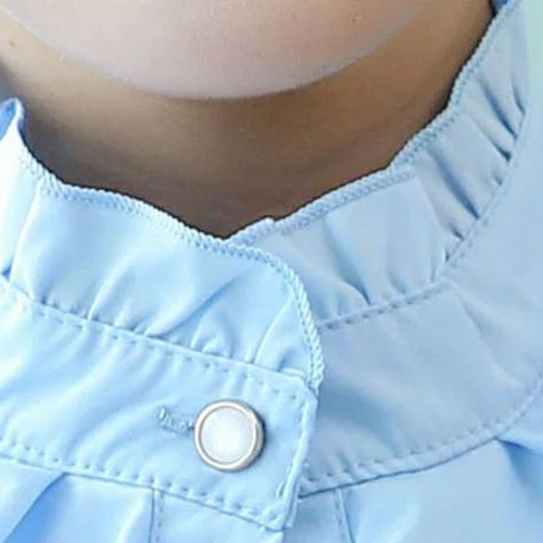 Camisa Blusa Top Oficina Dama Cuello Alto Volantes Manga Larga Calce Ajustado Formal - Imagen 15 de 23