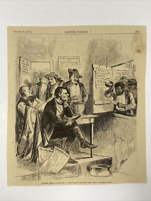 1874 ''Everything Points To A Democratic Victory...'' James Albert Wales Engraving