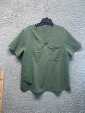 FIGS Scrub Top Womens XXL Solid Green Pocket Logo Medical Short Sleeve V Neck 66