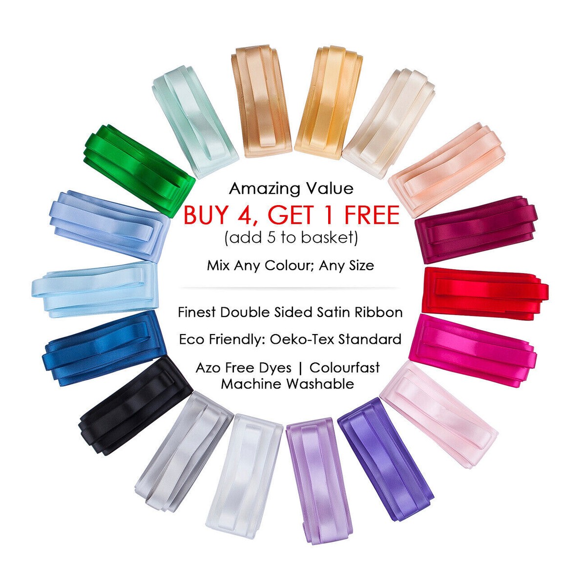 Satin Ribbon 3 Meter Double Sided Finest Quality Dress