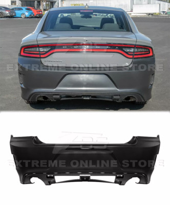 Primed Black Rear Conversion Bumper For 15-23 Dodge Charger SRT HellCat Style