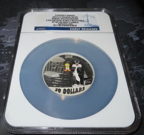 2015 CANADA BIRDS ANONYMOUS 2oz 999 silver sylvester LOONEY TUNES $30 NGC PF69
