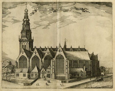 Antiker Druck - AMSTERDAM - ALTE KIRCHE - NIEDERLANDE - Guicciardini - 1613