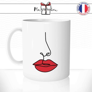 Mug Bouche Nez Rouge A Levres Dessin Femme Homme Noir Tasse Personnalisee Cafe Ebay