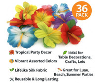 36pcs Artificial Silk Hibiscus Flowers Hawaiian Bar Party DIY Decor home decorat