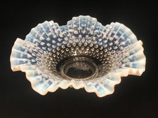 Vintage Fenton Opalescent 11 Hobnail Ruffled Edge Large Centerpiece Bowl