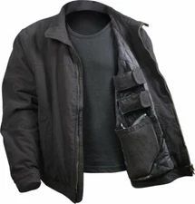 Black Concealed Carry Padded Gun Holster Jacket Solid 3 Season Discreet CCW Coat