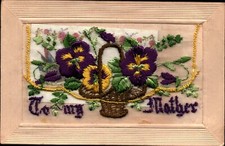 Postcard  Embroidered To my Mother Insert From Your Soldier Boy WW I M203