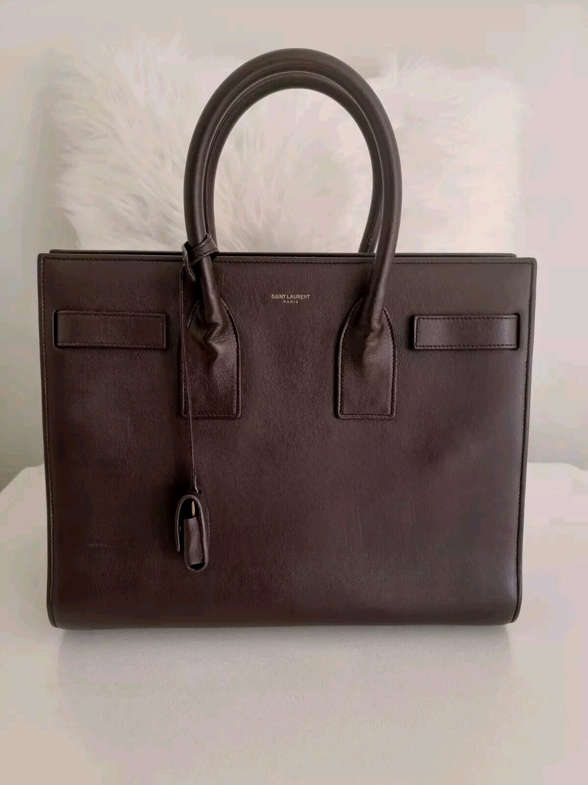 SAINT LAURENT PARIS Sac De Jour Small Chocolate Brown Bordeaux Leather Bag