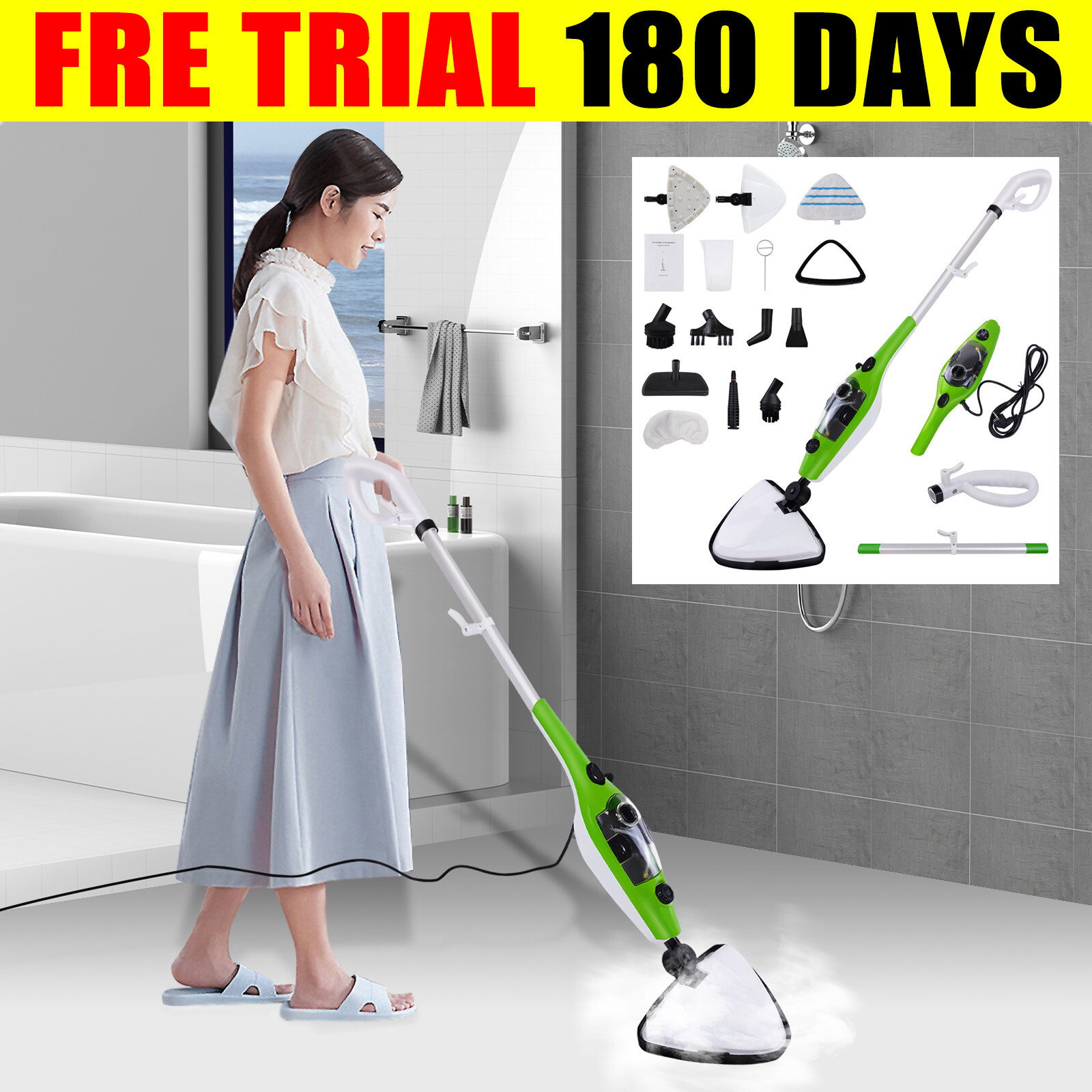 Steam Mop Cleaner 10-in-1 with Convenient Detachable Handheld Unit Floor Carpet-image