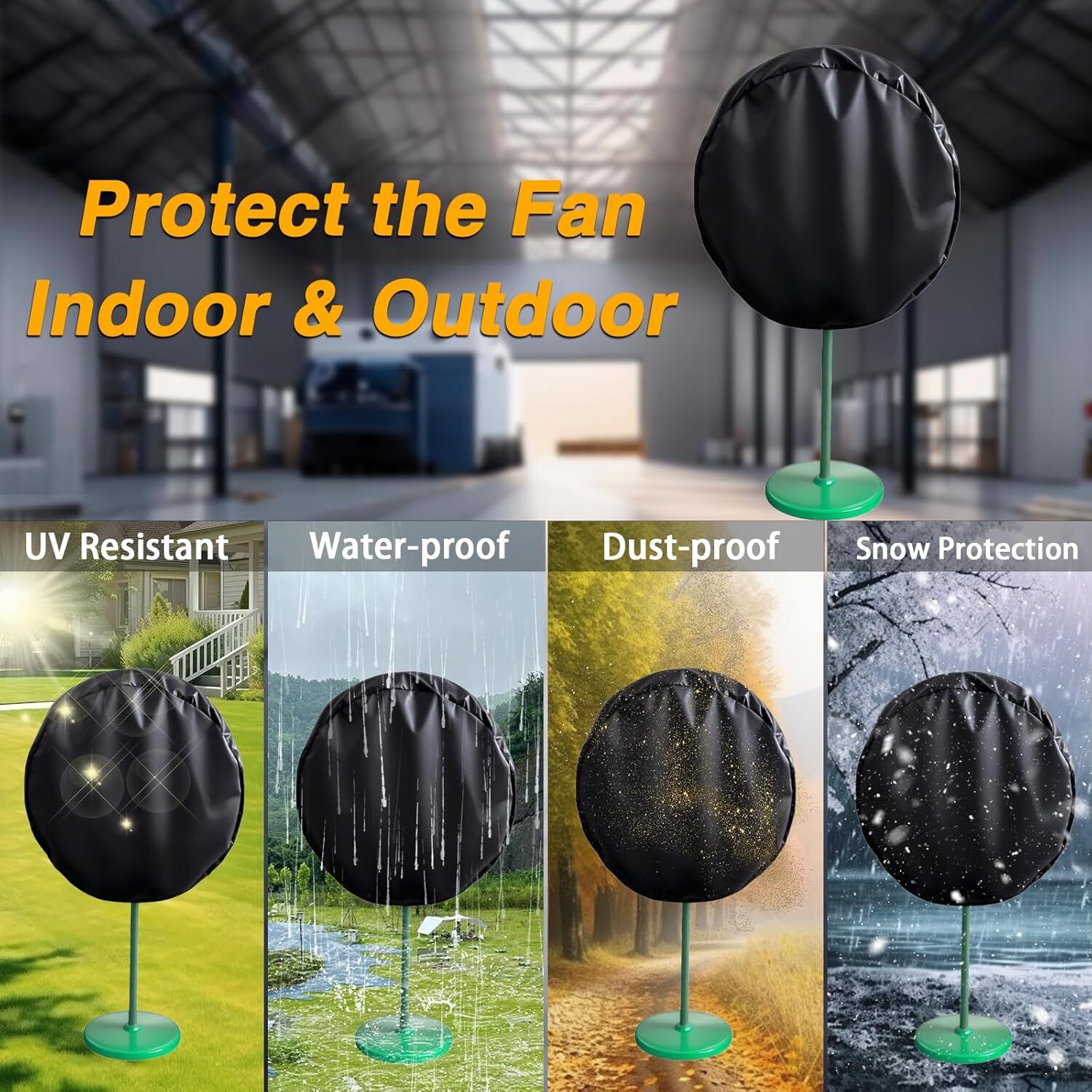 1Pc Industrial Fan Cover 420D Dustproof  for Commercial & Industrial Up to 30 