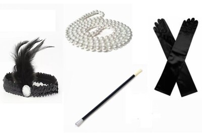 great gatsby cigarette holder 1920s Great Gatsby Fancy Dress Accessory Headpiece Gloves Cigarette Holder  Bead