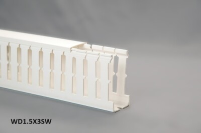 (1) New 1.5''x3''x2m Wide Finger Open Slot Wiring Duct/Cable Raceway w/Cover,White