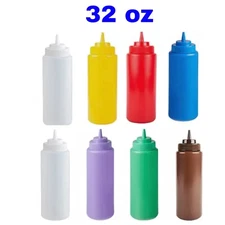 32oz Plastic Condiment Squeeze Bottle Sauce Bottle Large Capacity