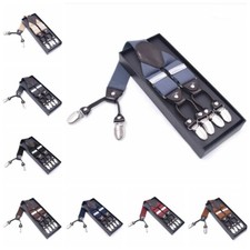 Men Women Adjustable Clip Braces 35mm Wide Trouser Elastic Y-Back Suspenders