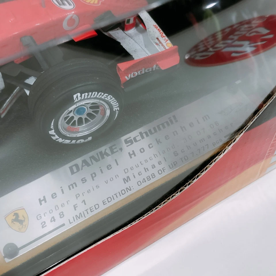 Hot Wheels Racing 1/18 Ferrari 248 F1 Schumacher Hockenheim DANKE Schumi! J2993 - Image 3 of 4