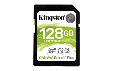 Kingston Canvas Select Plus 128GB SD Card Class 10 UHS I 4K UHD Full HD