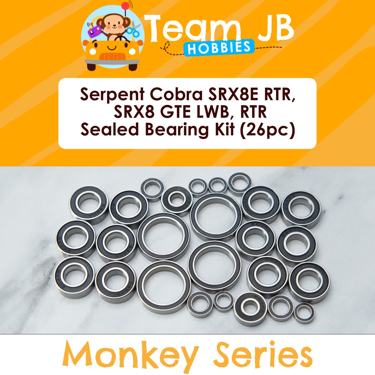 Serpent Cobra SRX8E RTR, SRX8 GTE LWB, RTR 26 Pcs Rubber Sealed Bearings  Kit