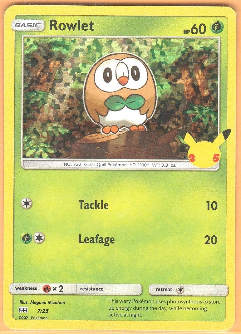 ROWLET 2021 POKEMON McDONALD'S COLLECTION CONFETTI REVERSE FOIL