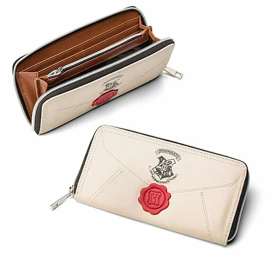 SHOPELEGANCE Harry Potter Cartera Letra Crema Moneda y Cremallera Alrededor Cartera Monedero Para Mujer Top