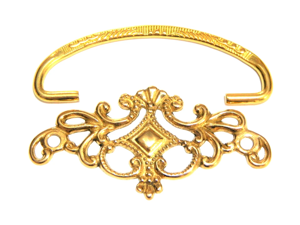 Tiradores de cajón victorianos para tocador tocador de latón macizo Foto 2 de 4