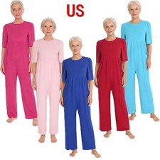 US Womens Anti-strip Jumpsuit Adaptive Dementia Clothing Elderly Special Need