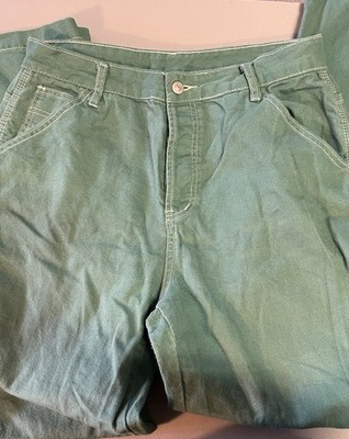 ''S.O.N.G.'' - Women's 11/30 Green Carpenter Pants  Button Fly, Song Pants