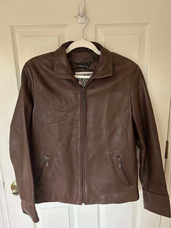 Chaqueta De Colección Marvin Richards Para Mujer Grande L Cuero Genuino Marrón Usada en Excelente Condición