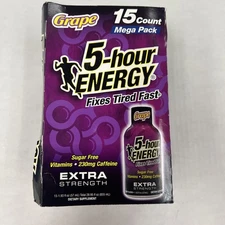 5-hour ENERGY Shot, Extra Strength, Grape, 15 Count 1/2027 Open Box