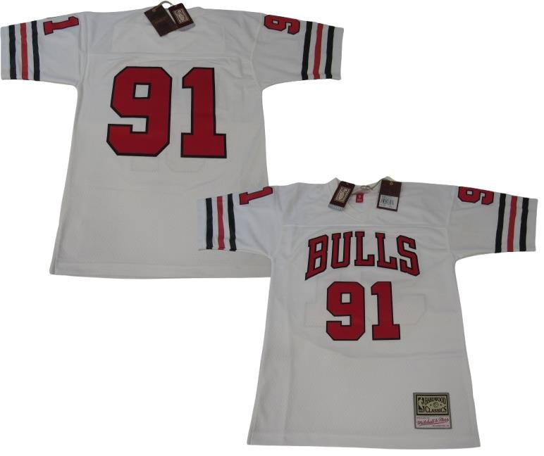 ウェア Mitchell & Ness Bulls Rodman 91 Jersey New Dennis Rodman #91 Chicago Bulls Mens Mitchell & Ness White