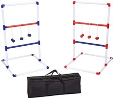 Amazon Basics Ladder Toss Game Set, Red/Blue - Outdoor Lawn with Case