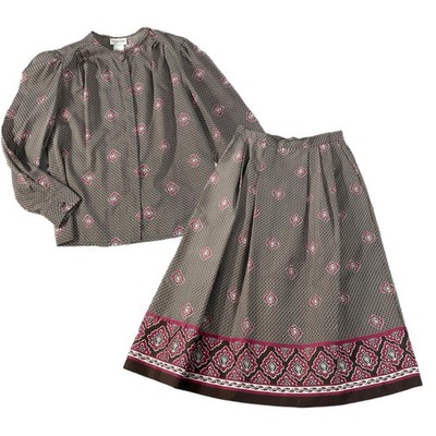 Carriage Court Fit Womens Size 12 Blouse Skirt Set VTG grannycore tradwife