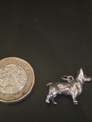 Vintage Sterling Silber Corgi Hund Charm/Anhänger 4,63 g 