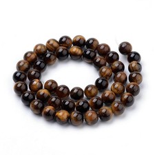 Tiger Eye Natural Brown Gemstone Round Beads - 4mm (approx) - 1 Strand