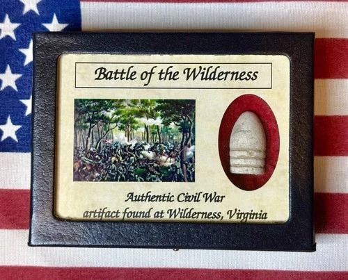 Civil War Bullet Relic from The Battle of Wilderness, VA with Display Case/COA
