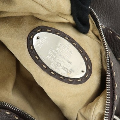 rara箱無し FENDI Selleria Leather Shoulder Bag Tote Bag Brown 491912908