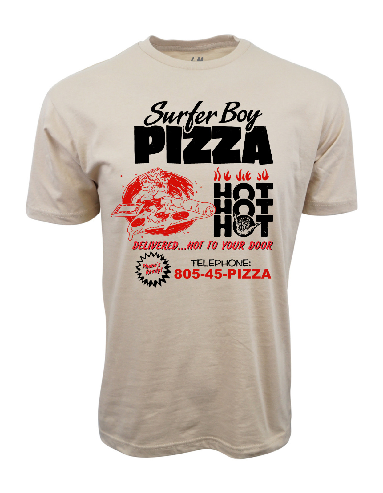 SURFER BOY PIZZA GRAPHIC T SHIRT