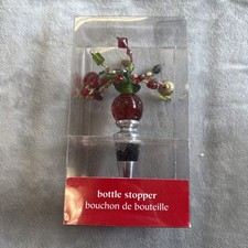 Pier One - Beaded Spray Design Bottle Stopper Red Green