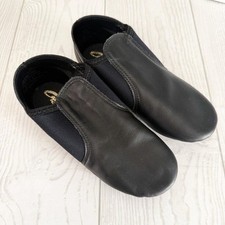 Capezio NEW Black Leather Jazz Shoes Youth Little Kid Size 13.5