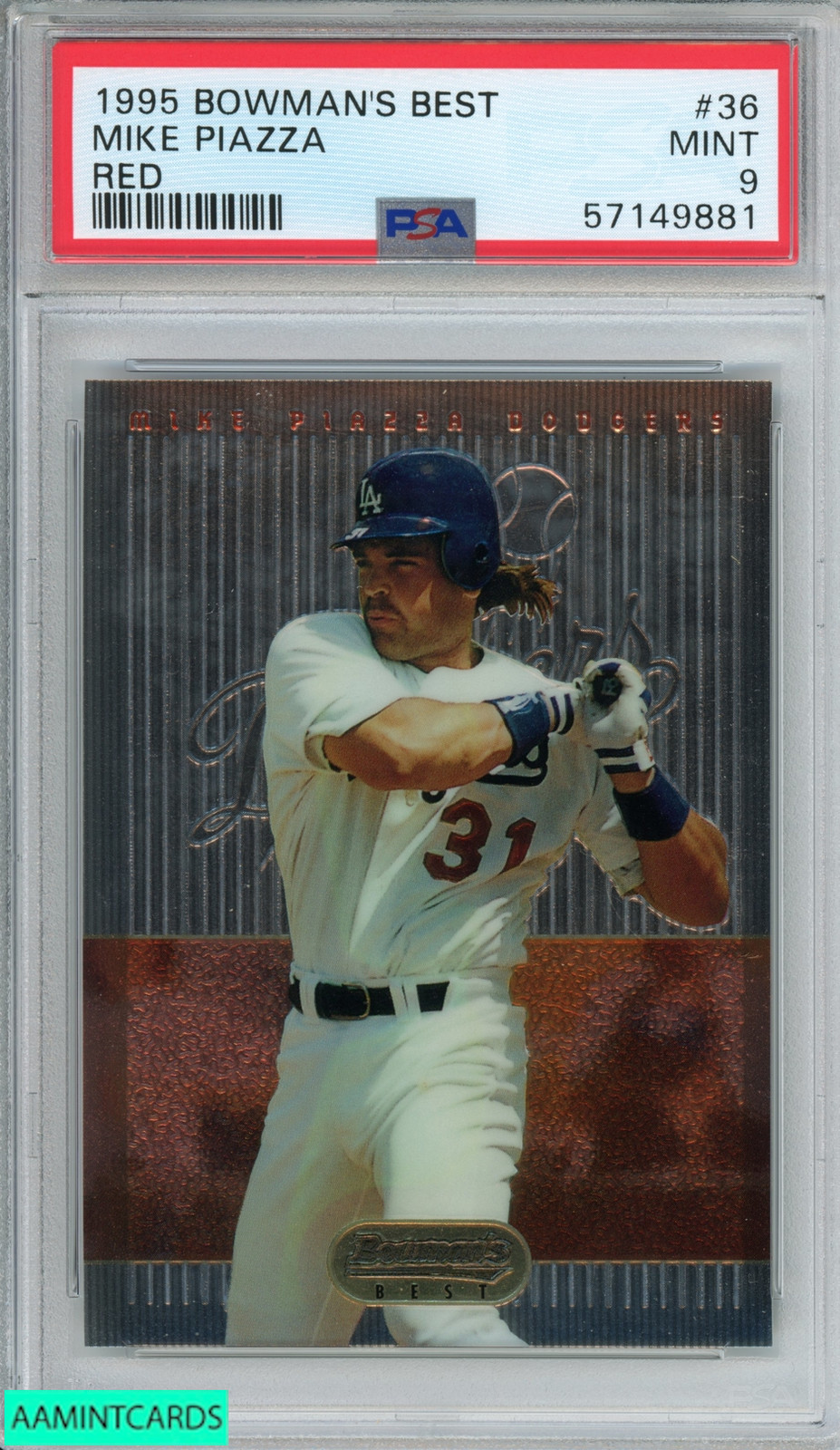 1995 BOWMANS BEST MIKE PIAZZA #36 RED LOS ANGELES DODGERS HOF PSA 9 MINT