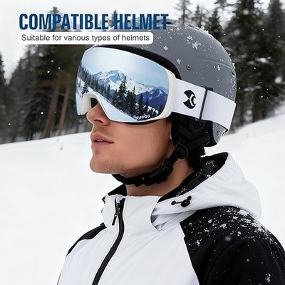 suoso Ski Goggles Frameless for Men: Women Magnetic Lens UV400 Protection T40-10