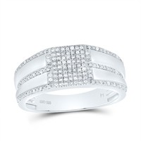 925 Sterlingsilber NatüRlicher Diamant 10Mm Konkav Kerben Quadrat Rosa Ring 1/3