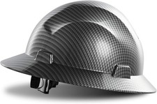 OSHA Full Brim Safety Hard Hat FRP Carbon Fiber Ratchet Construction Helmet USA