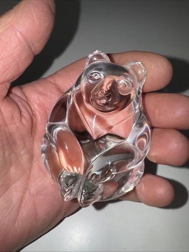 Steuben Signed Crystal Miniature Sitting Bear Figurine Vintage