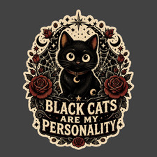 Black Cat Sticker Vinyl Decal Black Cats Are My Personality Funny Gift