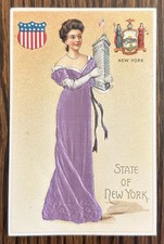 Langsdorf State Girl Embossed Silk Postcard. New York. Circa 1910. Unposted.