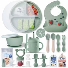 23-Piece BPA-Free Silicone Baby Feeding Set Extra Large Suction Plates, Tod...