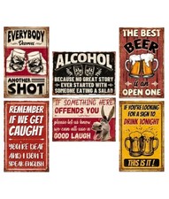 6 Pcs Vintage Funny Bar Signs Metal Tin Signs For Home Bar Wall Garage Man Cave