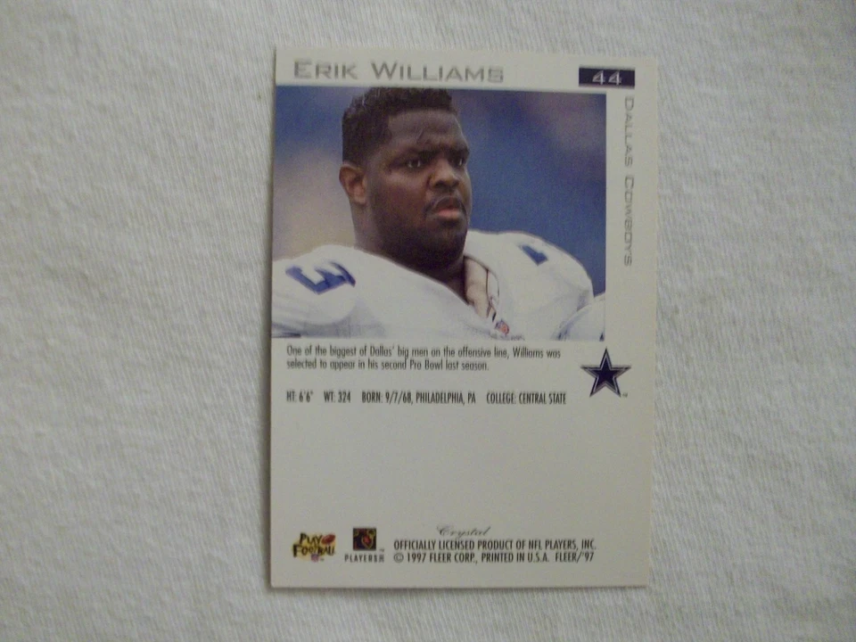 1997 FLEER TRADITIONS CRYSTAL # 44 ERIK WILLIAMS DALLAS COWBOYS - Image 2 of 2