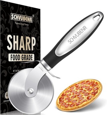 Elegant Black Pizza Cutter - Multi-Purpose Stainless Steel Slicer for Home Chefs